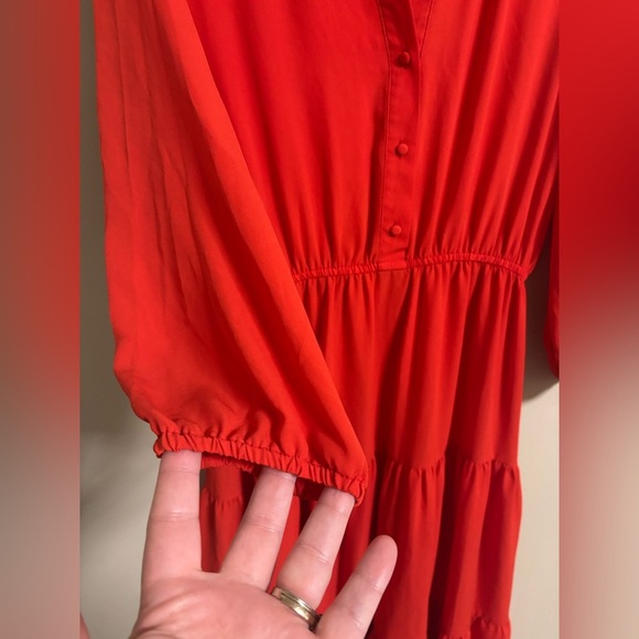 Nanette Lepore Button Front Long Sleeve Tiered Sheer Shirt Dress Size 4 - Picture 3 of 6